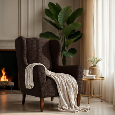 Stretchy Slipcover for Wingback Chair - Easy to Clean & Durable - Comfort Collection