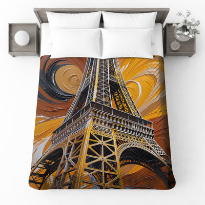 Couvre-lit matelassé tour Eiffel à fond tourbillonnant toutes tailles