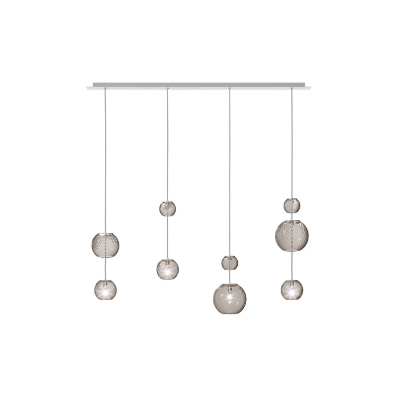 Oto Suspension Lin Smoky Striped Mirrored Steel G9 Ul, Mirrored Steel, Smoky