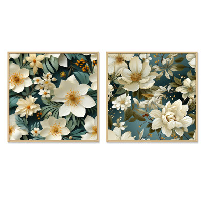 Alencon - Ensemble de 2 collages floraux carrés