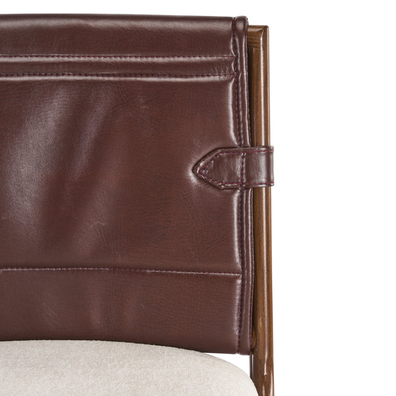 Lennox Modern Industrial Upholstered Bar Stool With Metal Frame And Faux Leather Backrest