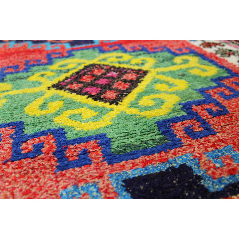 Tapis de couloir rouge unique noué à la main de style années 2000 de 3 pi x 13 pi 11 po Herki