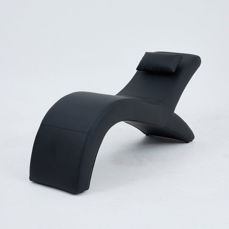 Faux Leather Chaise Lounge, Black