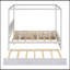 Wood Canopy Bed With Trundle Bed And Two Drawers ,Full Size Canopy Platform Bed With Support Slats .No Box Spring Needed, Brushed White