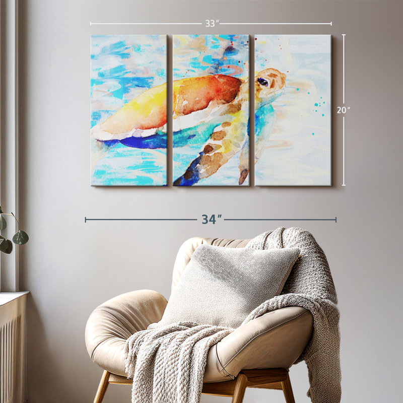 «Turtle Passing Through» sur toile, H 20 po x l 33 po x P 1,25 po