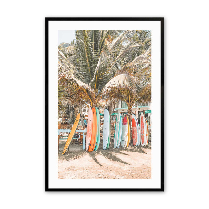 Imprimé Surf's Paradise, H 15 po x l 12 po x P 1,25 po, Cadre noir satiné