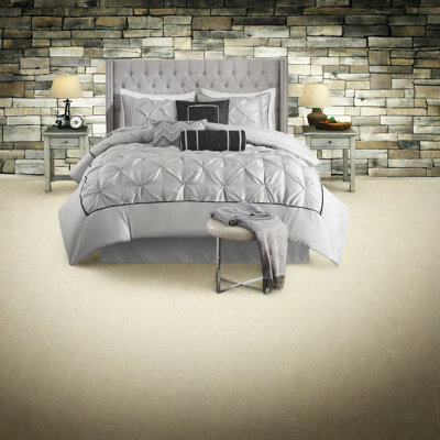 Ensemble de literie pour très grand lit élégant en polyester gris 7 pièces