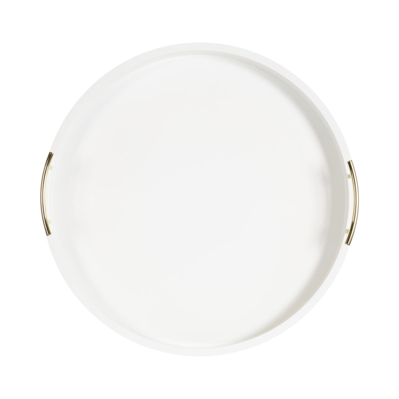 Plateau Norvan, Blanc/doré, H 3,25 po x l 21,75 po x P 21,75 po