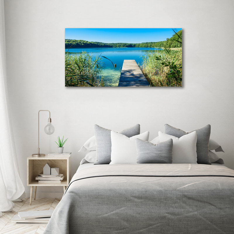 Pier At The Lake - No Frame Print on Canvas