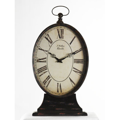 Paris Traditional Roman Numeral Electric Tabletop Clock in Antique Black