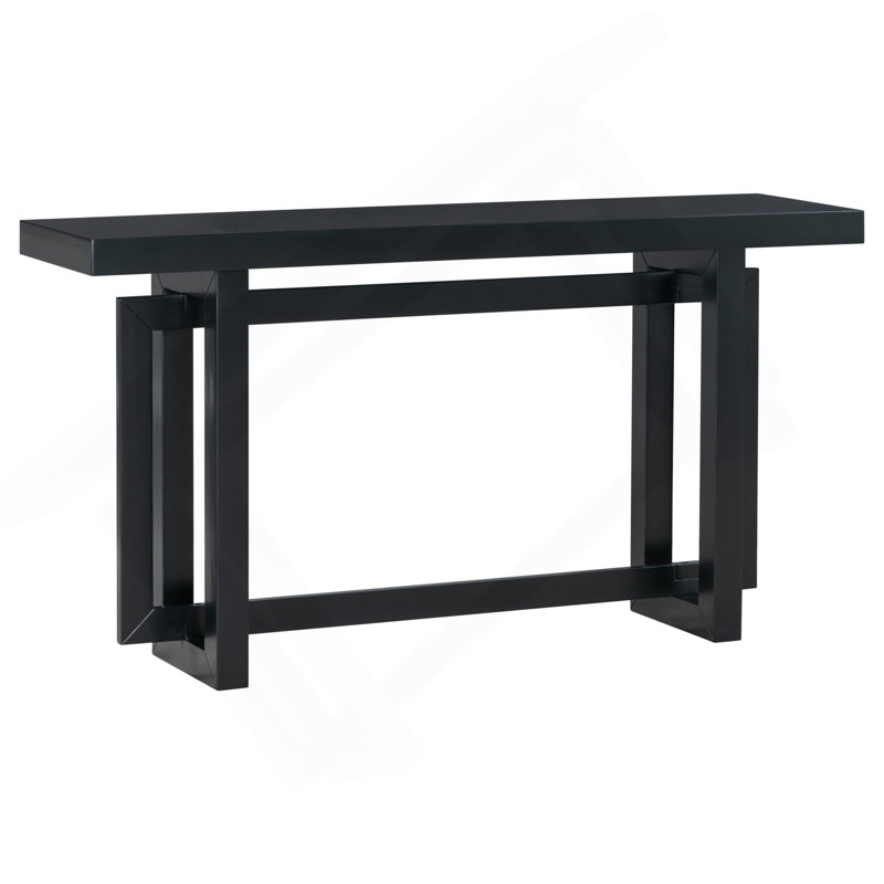 59" Solid Wood Console Table, Black, Black 