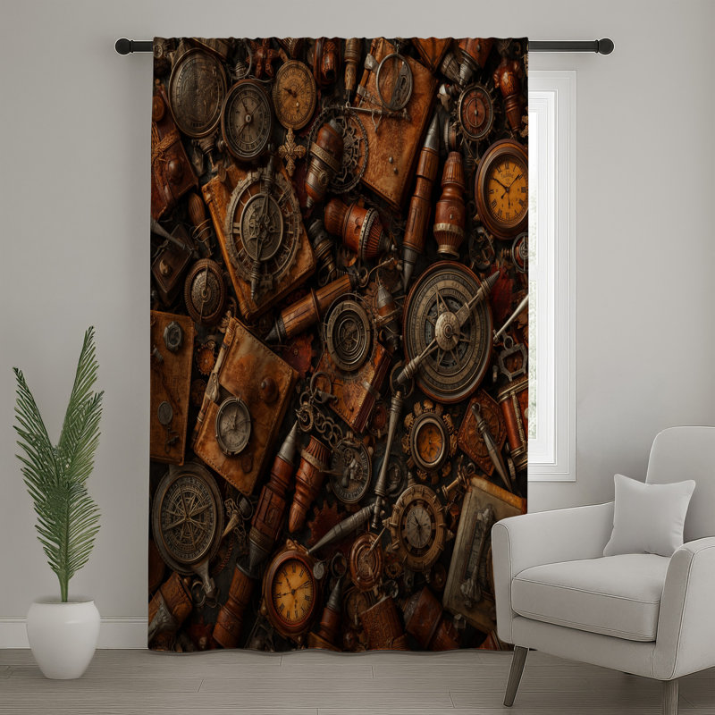 Rideaux et voilages Steampunk, Transparent, 50 po x 80 po - 1 panneau