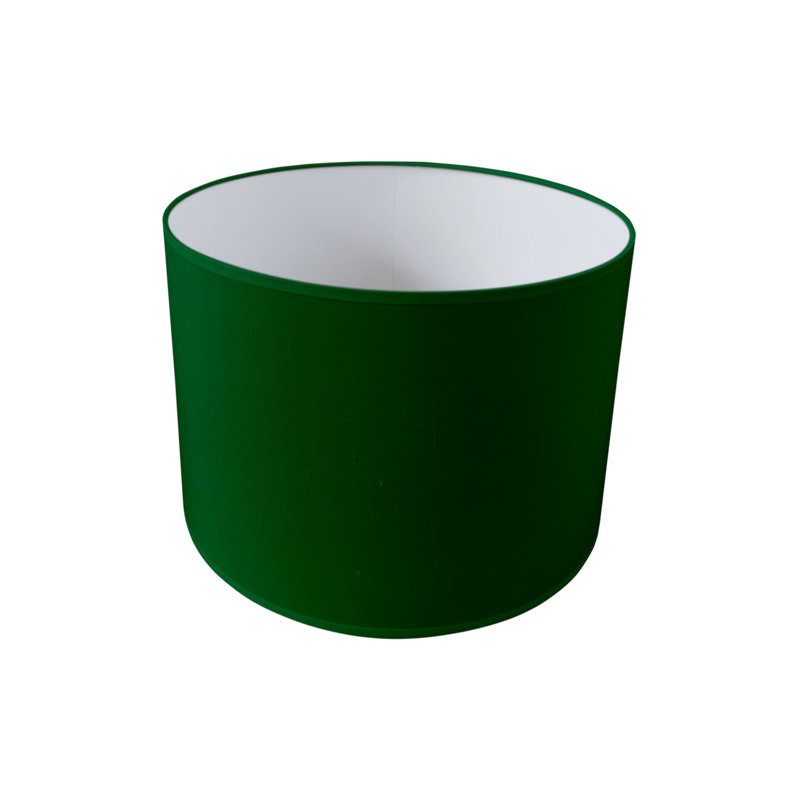 Drum Silk Lamp Shade ( Uno ), 27cm H x  45cm W x 45cm D, Dark Green