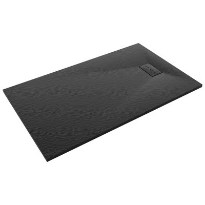 59 in. x 35 in. Barrier-Free Curbless Shower Base in Black with Reversible Drain, ADA Compliant, and Slip-Resistant