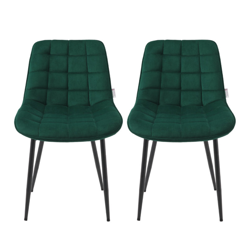 44cm H Velvet Upholstered Upholstered Back Side Chair in Green