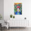 Woman With Parrot And Flowers Contemporary Bird Flower Portrait Wall Art Print by Sylvie Demers - Wrapped Canvas Print-1189285872