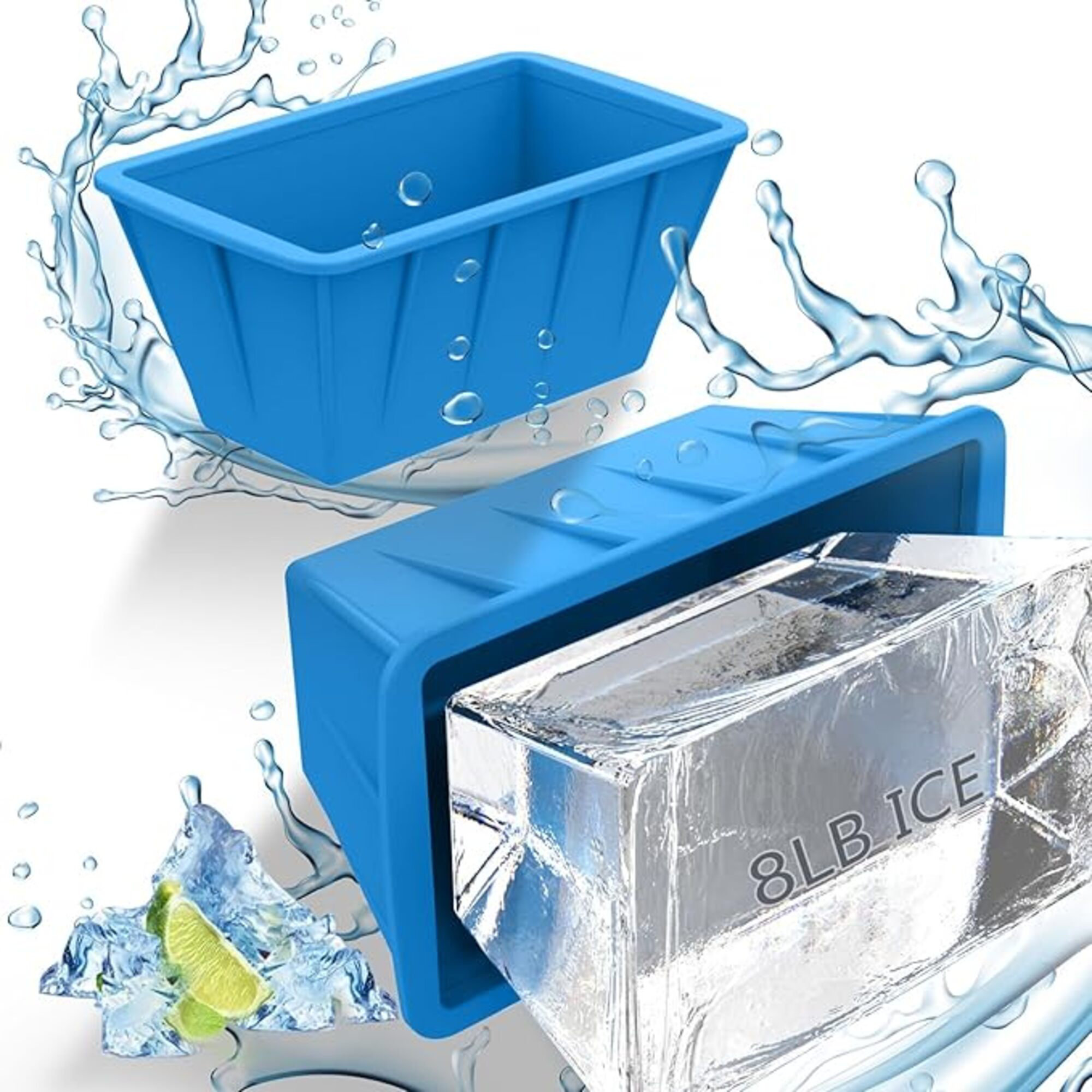 Moules à Glaçons Géants - Lot De 4 - 1 Kg Par Glaçon - Silicone - Pour Bain Froid, Glacière, Cocktails - Réutilisable