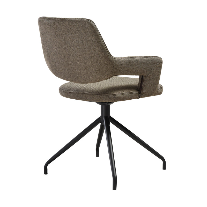 Catrease 5 Piece Modern Pedestal Dining Set with Stone Top and Upholstered Swivel Chairs, Coffee