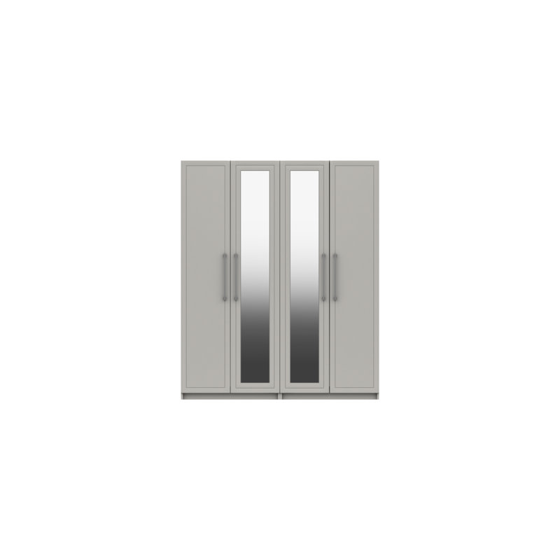 Allenna 4 Door Manufactured Wood Wardrobe, Light Grey Gloss