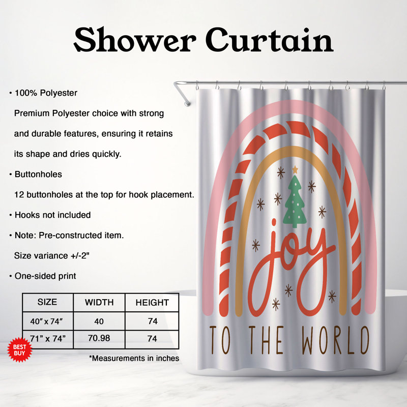 Rideau de douche 1 pièce Holiday Hue, H 74 po x l 40 po