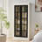 71.2'' Freestanding Glass Door Pantry, Style Display Cabinets, Curio Cabinet With Lattice Window For Hallways, Livingroom Kitchen & Office, White & Balck-125913155