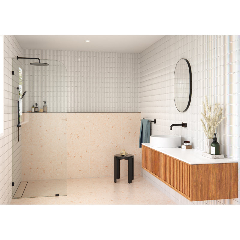 Solaris 30 in. x 78 in. Fully Frameless Radius Single Fixed Shower Panel, Oil Rubbed Bronze