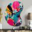 Horloge murale rose et turquoise abstraite Enigma I - forme de flèche - forme unique-105567032
