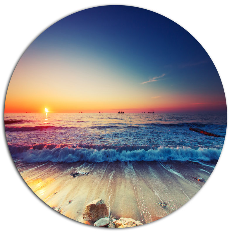 « belle soleil », reproduction de photo sur métal à partir de bleu marine, H 23 po x l 23 po x P 1 po
