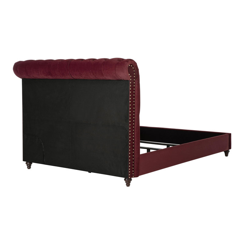 Lit double tapissier 57 po rouge vin, Grand