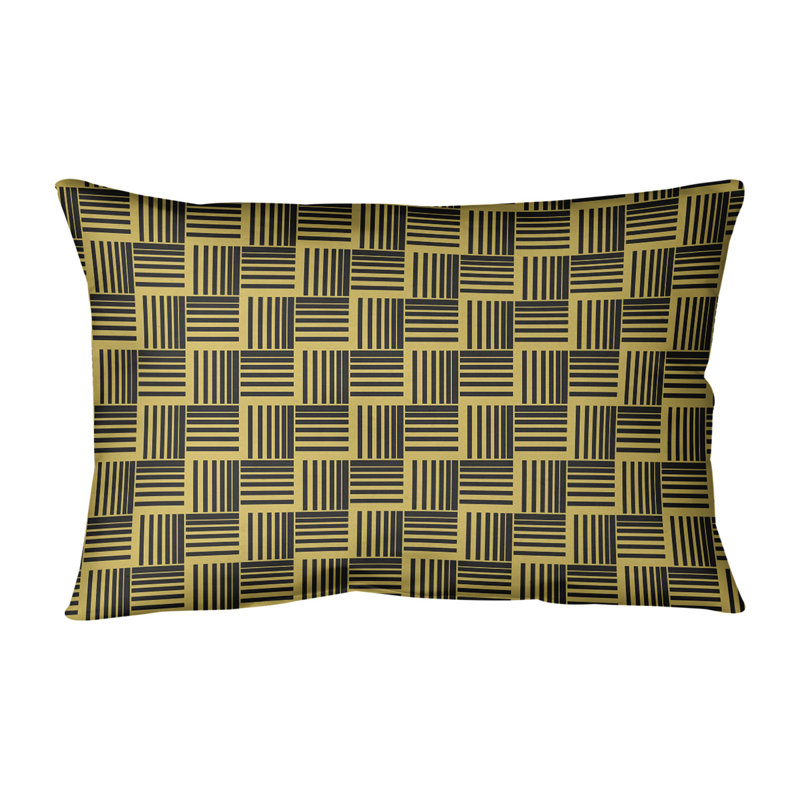 Coussin lombaire à rayures classiques Baskettressées, H 14 po x l 20 po, Jaune/noir, Duvet/plume