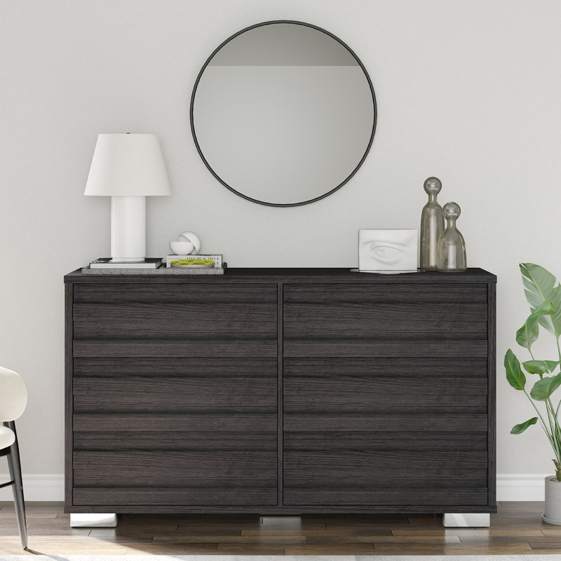 Commode 6 tiroirs pour chambre Louby, 54 po de largeur, noir, Noir