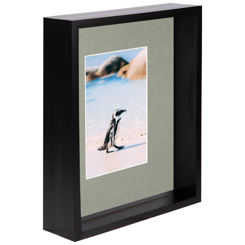 Nicola Spring - 8" x 10" 3D Deep Box Photo Frame - 5" x 7" Mount, Black, 5" x 7"