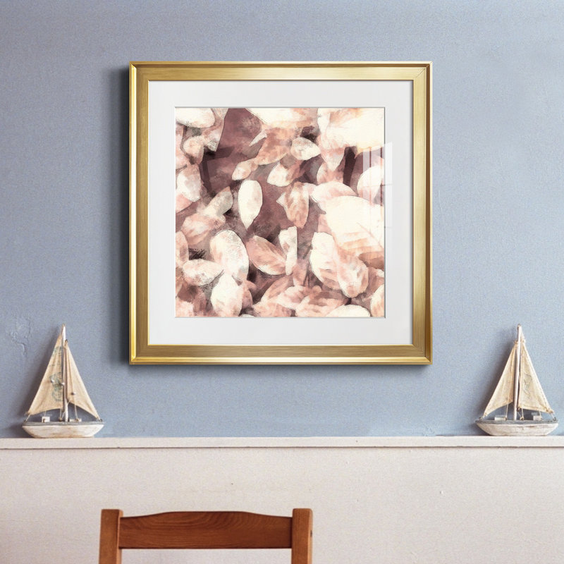 Impression encadrée sur mesure personnalisée «Ocean Cameo III» - prête à être accrochée, Papier encadré doré, Blanc