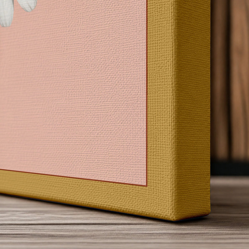 White Daisy Study Botanical - Wrapped Canvas, 24x16 - 61.0 x 40.6 cm, Ochre Border