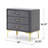 Elegant Velvet Upholstered Nightstand With Gold Legs-7848623