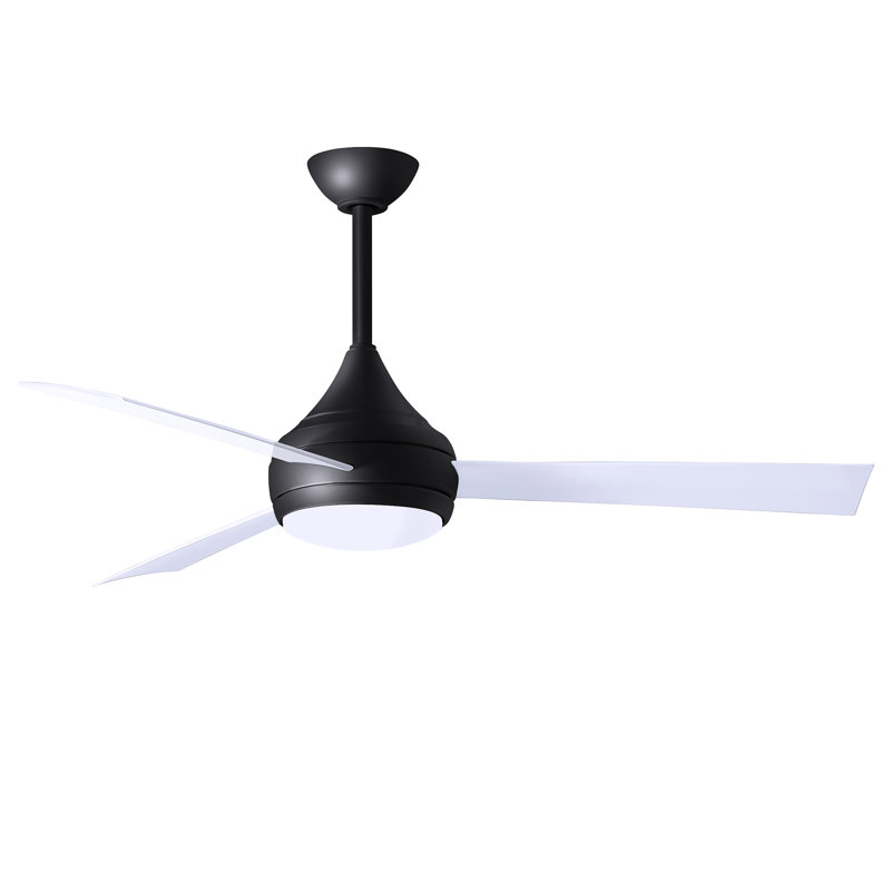 Donaire LED Outdoor Downrod Ceiling Fan, Matte Black, Gloss White