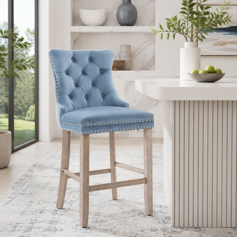 Chaise de salle à manger rembourrée moderne, Bleu clair