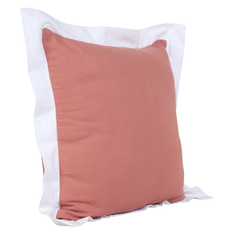 20" X 20" 100% Cotton Zippered Pillow, Orange/White