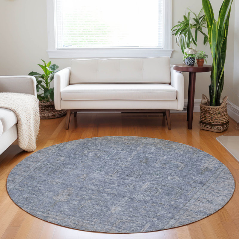 Tapis intérieur / extérieur bleu Zia , 8 pi x 8 pi