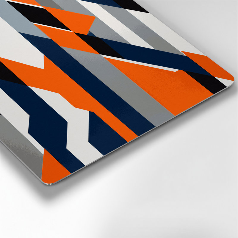«Geometric Abstraction 14», art mural gris en métal, H 11 po x l 14 po