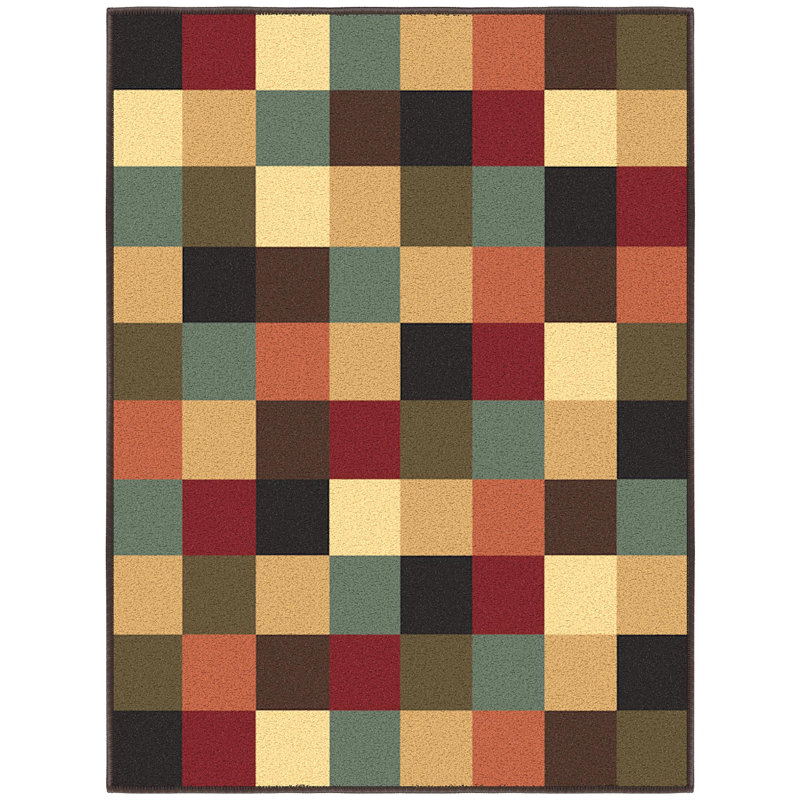 Non-Slip Checkered Area Rug For Living Room, Hallway Runner, Entryway Rug, Rectangle 1'10.5" x 3'