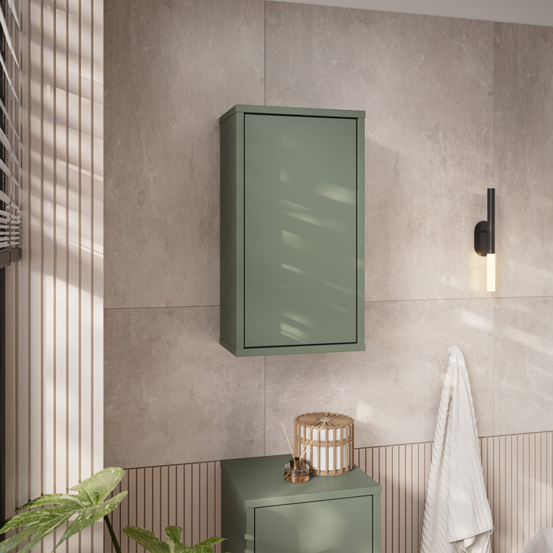 Hadiya Minimalistic, wall mounted bathroom cupboard with 1 push-to-open door, engineered wood, 39.8 cm W x 72 cm H x 23.4 cm D