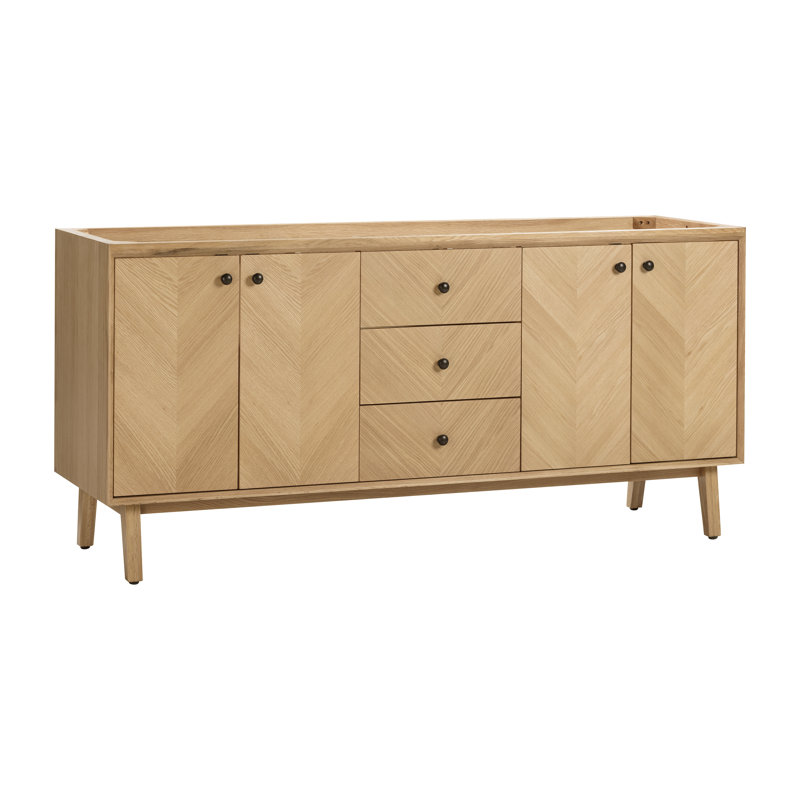 Adele 72'' W Double Bathroom Vanity Base, Natural