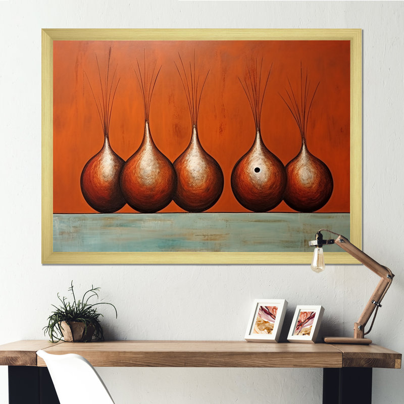 Concours de quilles en cuivre sur toile, Cadre doré simple, H 34 po x l 44 po x P 1,5 po