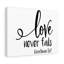 «Love Never Fails Corinthians 13: 7», impression murale verset de la Bible prêt à être accroché-2987959