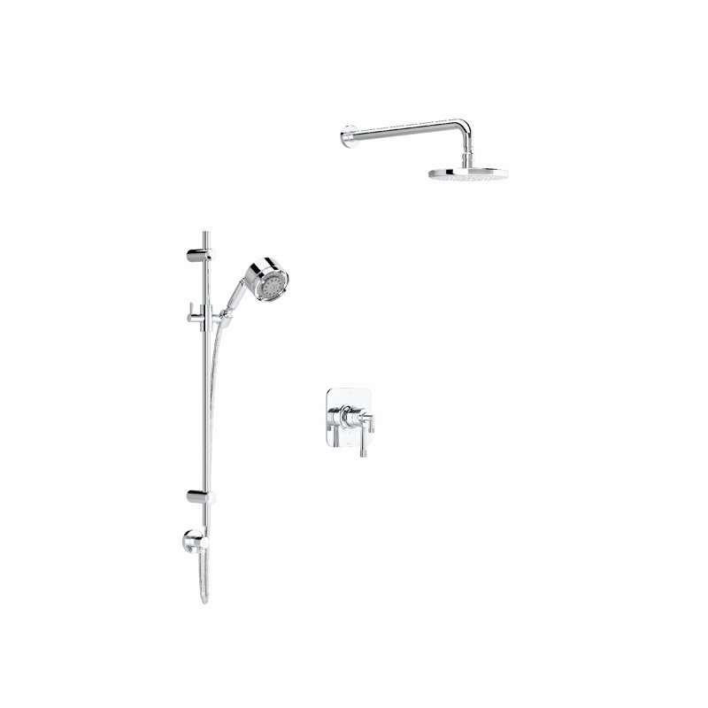 Graceline Thermostatic/Pressure Balanced Complete Shower System with Rough-in Valve, Polished Chrome