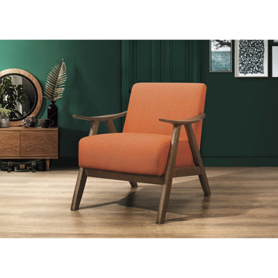 Chaise de siège moderne en orange avec coussins rembourrés de mousse et structure en bois massif pour la surface de vie Couleur: finition noyer, rembourrage