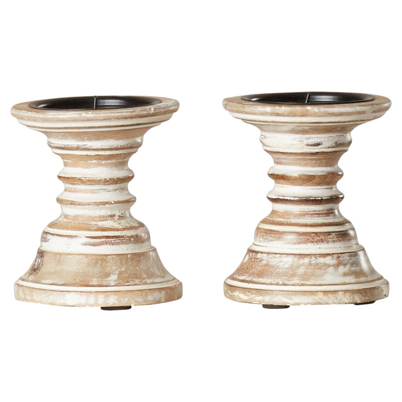 Ensemble de chandelles de table en bois 2 pièces 6 po