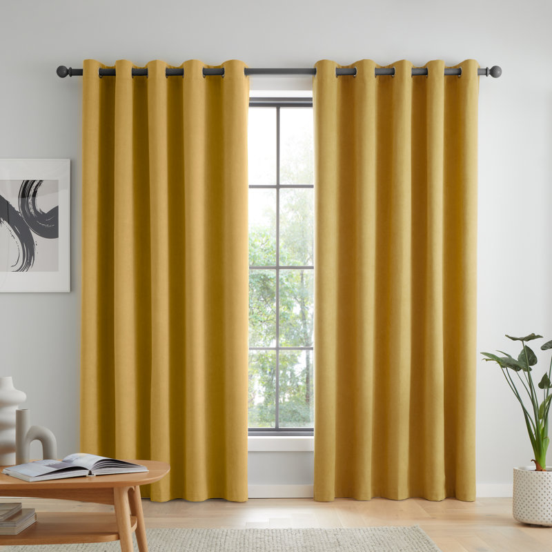 Wilson Blackout Thermal Curtains, 117cm Width x 229cm Drop, Olive Green