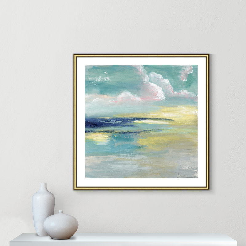«Bertie Ocean View» par Tava Studios - reproduction d'art, H 33,25 po x l 33,25 po x P 0,88 po, Papier avec cadre doré